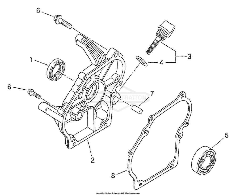 Crankcase Cover Diagram and Parts List for 1715-0  Briggs and Stratton Generator